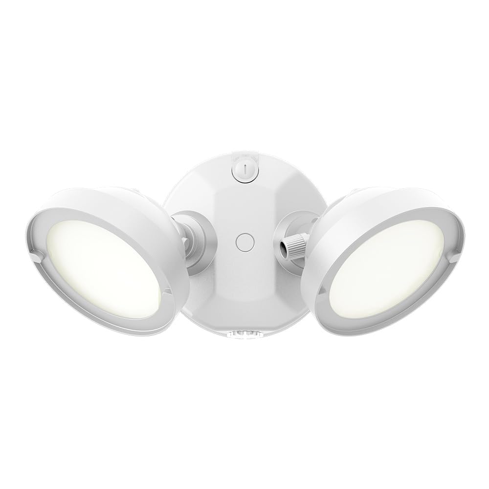 HALO TGS Outdoor LED Dusk to Dawn-Flood & Security Light Twin Round Head White