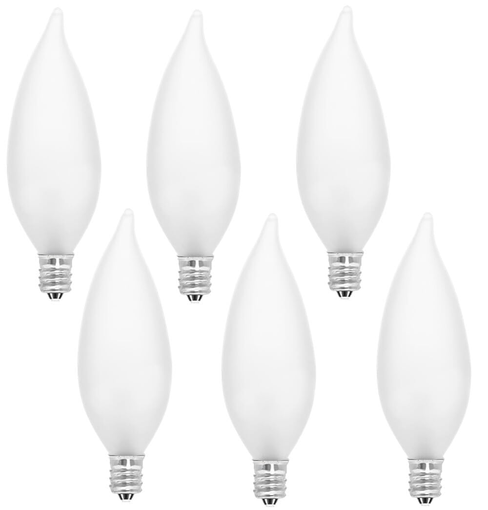 Candelabra Flame Tip Frosted,Frosted Flame Tip Chandelier Light Bulb, Ca10 60W E12 Base, Decorative Incandescent Light Bulbs 120