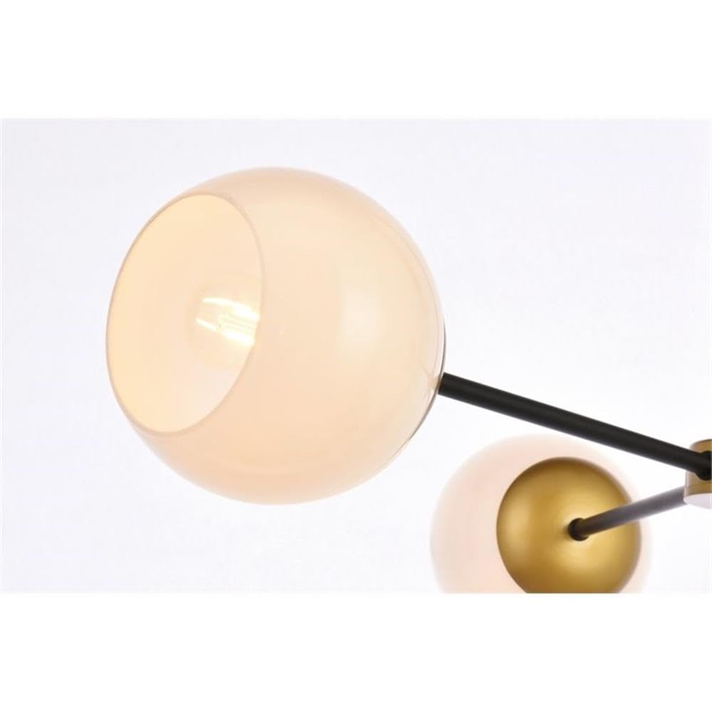 Living District Briggs 3-Light Metal Pendant w/White Shade in Black and Brass