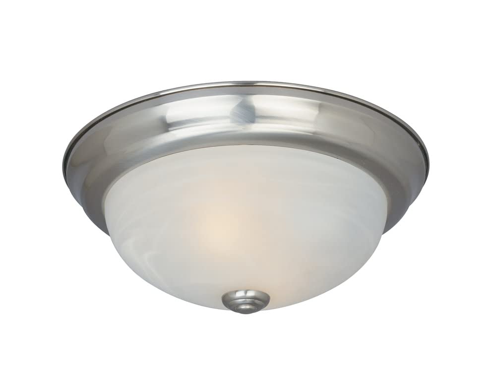 Designers Fountain 15 in Modern 3-Light Flush Mount Ceiling Light, Satin Platinum with Alabaster Glass Shade, 1257L-SP-AL