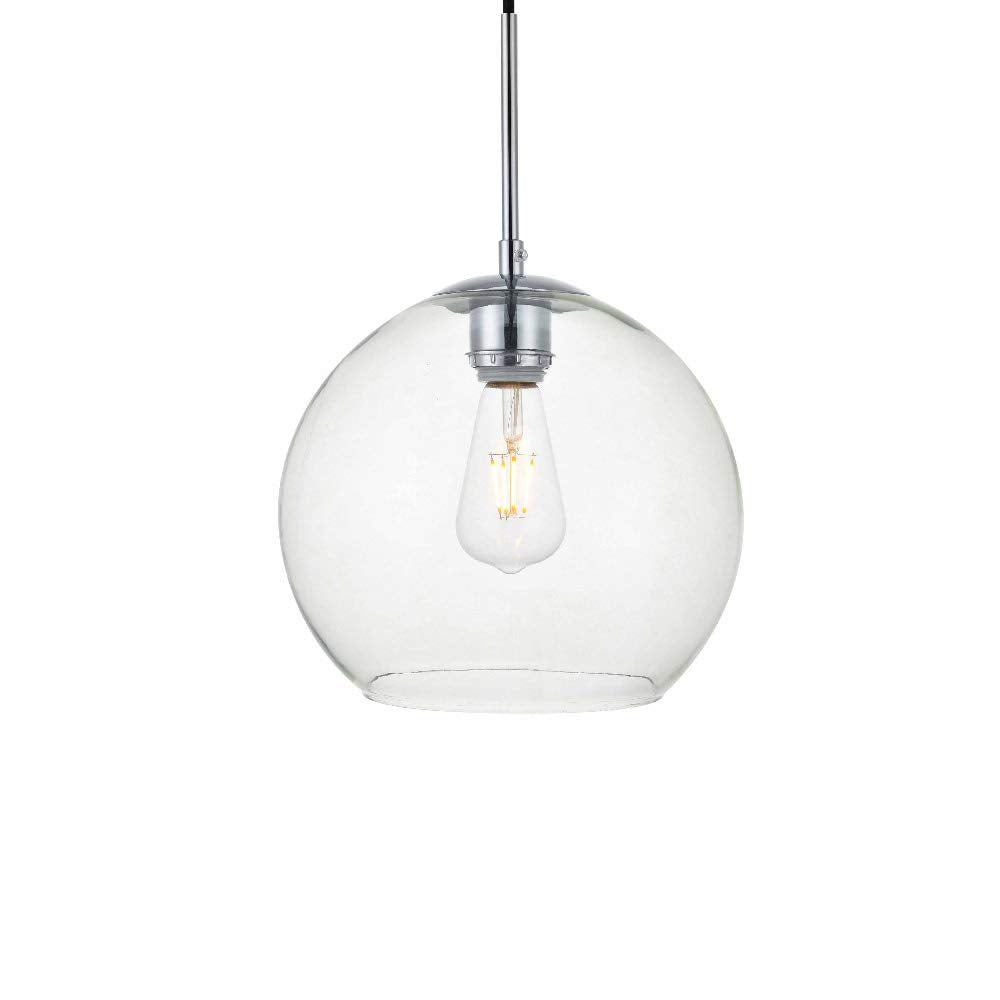 Elegant Lighting Chrome Pendant Light With Clear Glass - Modern Ceiling Fixture, 1 Light