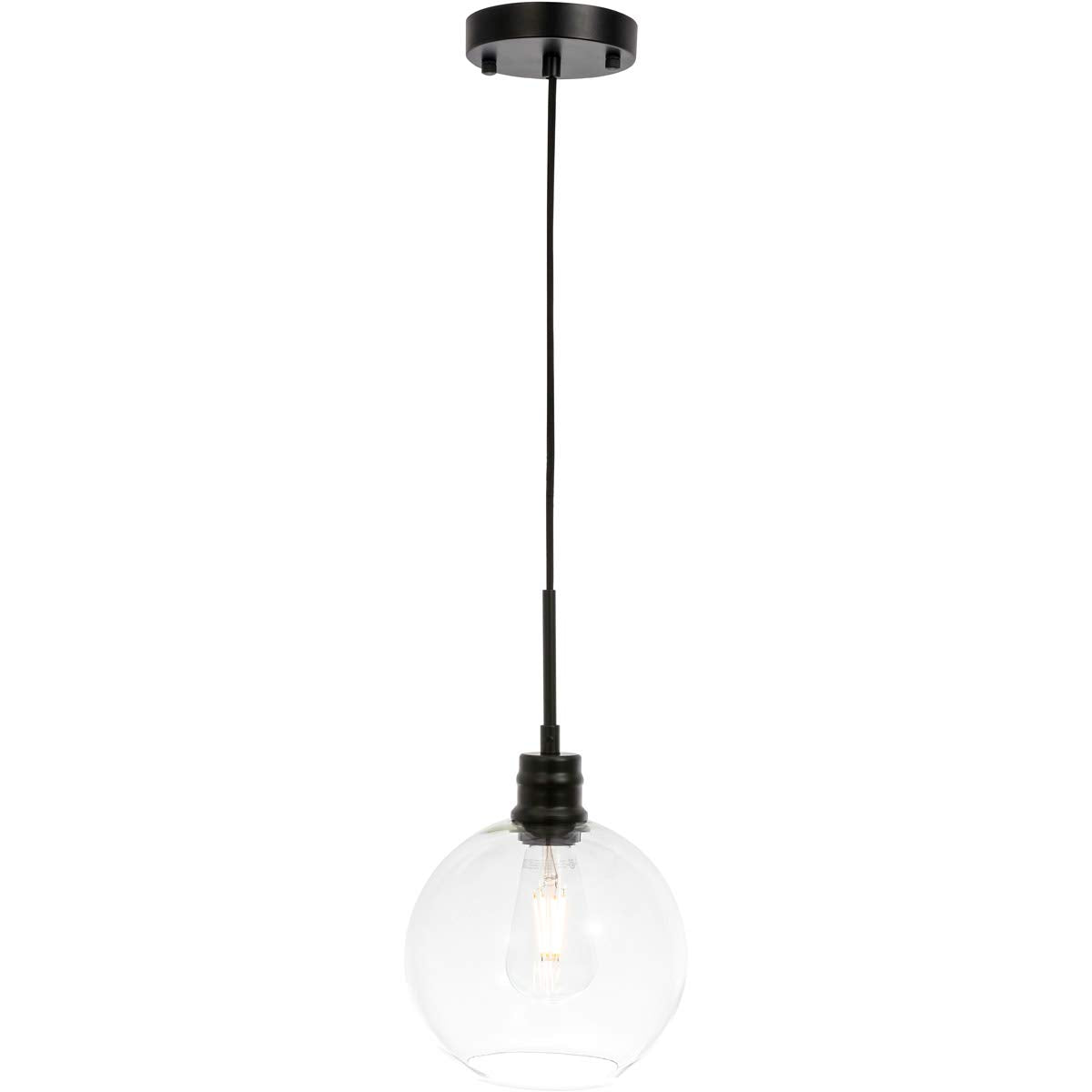 Living District Emett 1-Light Metal Pendant in Black and Clear Glass