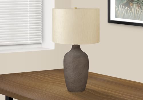 Monarch Specialties I 9709 Lightingtable Lamp, Grey Ceramic, Beige Shade, Contemporary