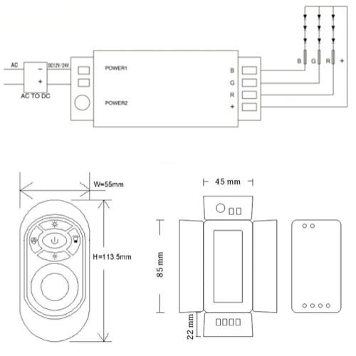 Ledwholesalers Radio Frequency Color Changing Remote Controller For Rgb Led Strips And Modules, 3334Rgb