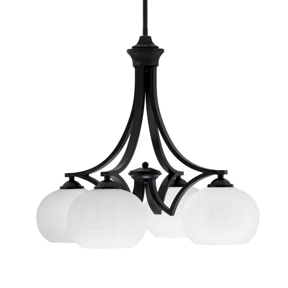 Toltec Lighting 568-Mb-212 Zilo - 4 Light Downlight Chandelier-17.25 Inches Tall And 22 Inches Wide, Finish Color: Matte Black, Glass Color: White Muslin