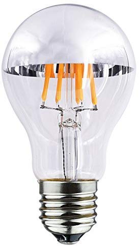 Leos Light Vintage Retro LED Filament Bulb A19 4W LED Light Bulb, Silver Bowl Tipped, E26 Base, Soft Warm White 2700K, 40W Equi