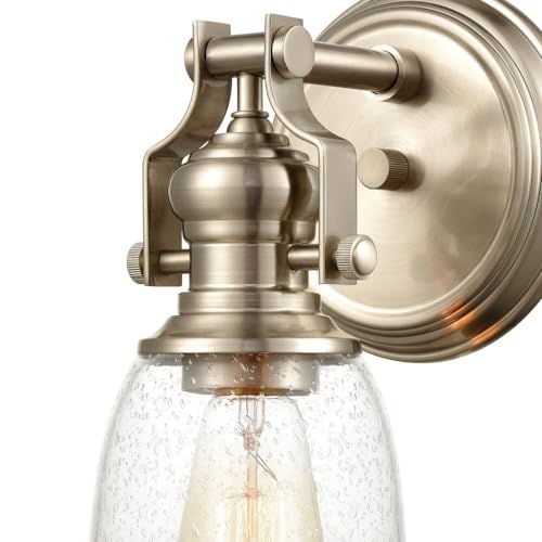 Elk Home Chadwick 1-Light Vanity Light, Satin Nickel With Clear Seeded Glass, Transitional Style