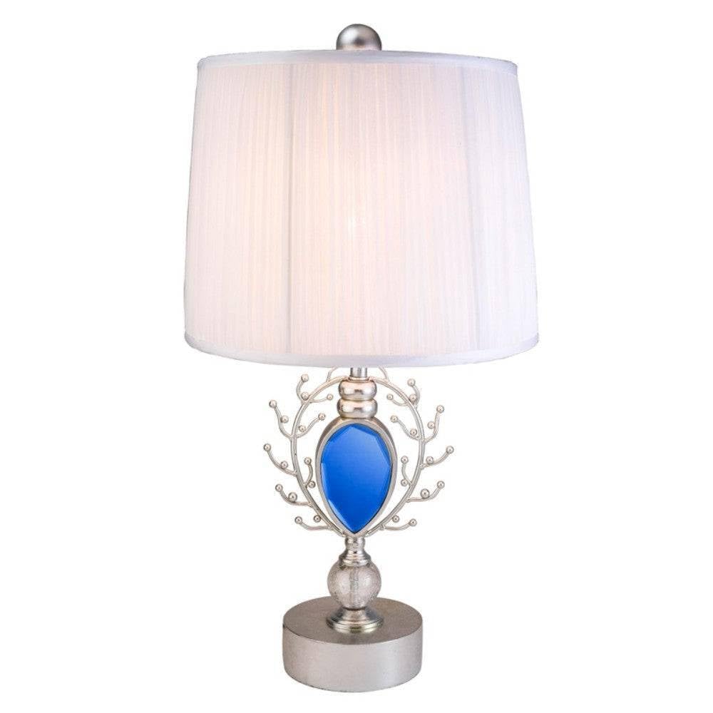 HomeRoots Faux Turquoise Pendant Silver Table Lamp - Elegant Design for Home Decor