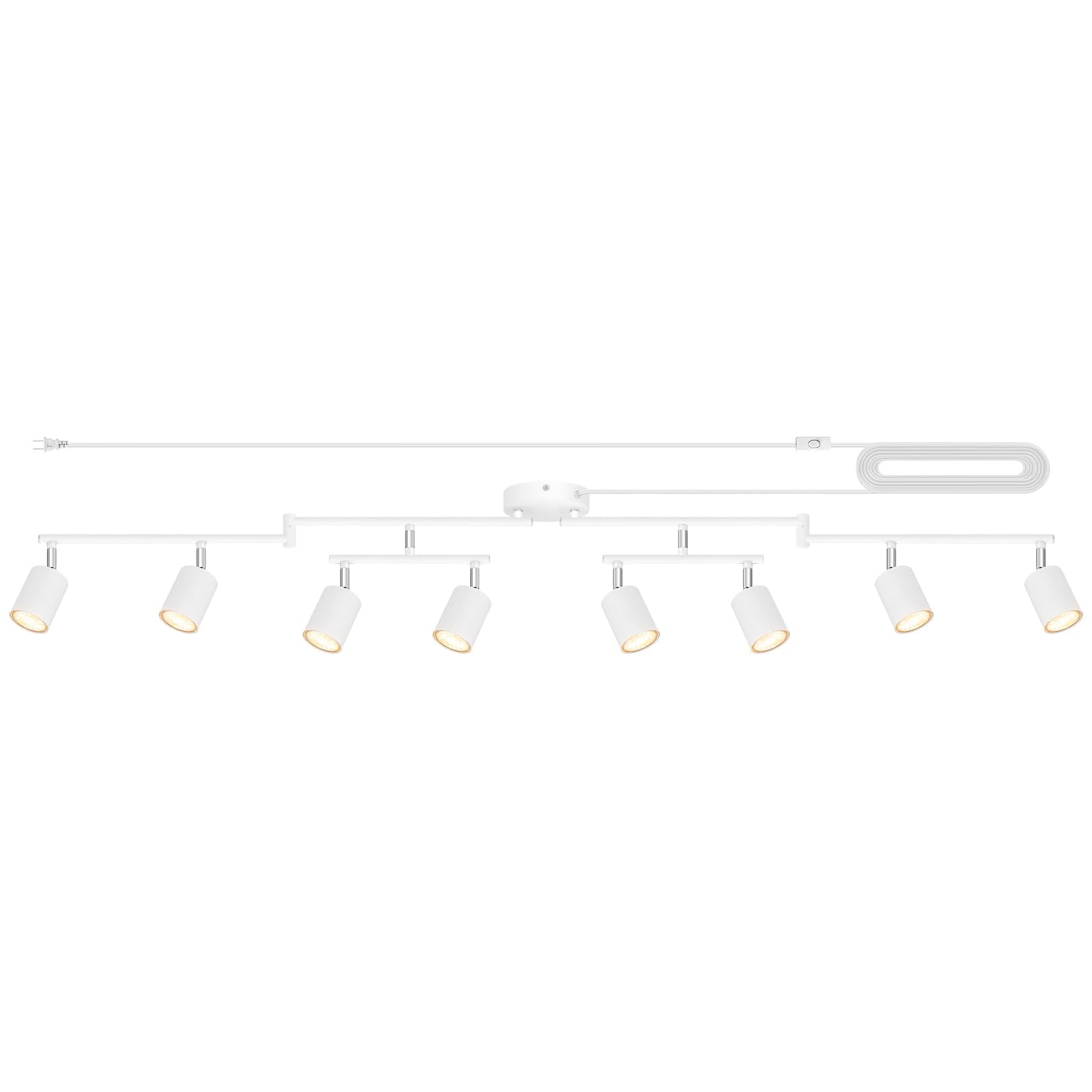 Plug In Track Lighting Led  Track Lighting Fixtures Ceiling  White 8-Light Kitchen Light Kit  Plug In Wall Light With 14.8Ft Power Cord  Rotatable Ceiling Spotlight For Bedroom(Gu10 Socket  No Bulb)