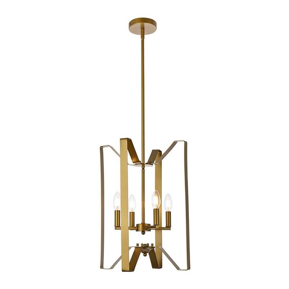 Living District Hoffman 4 Lights Pendant in Brass