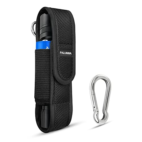 PALUMMA Nylon Flashlight Pouch Holster with Carabiner, Fits Flashlights Up to 7 inches, Black, Model ???