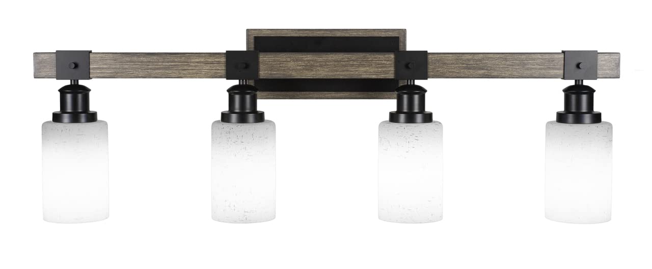 Tacoma - 4 Light Bath Bar-11.5 Inches Tall And Inches Wide-Black/Painted Wood Finish-White Muslin Glass Color