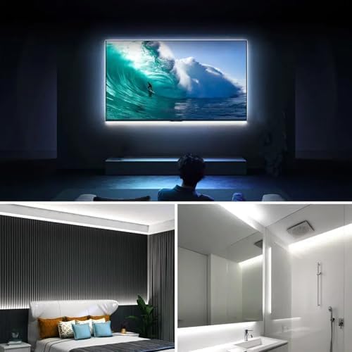 Zslaifu Usb Led Strip Light 32.8Ft White 5V Usb Powered Flexible Smd2835 Usb Led Light Strip (White, 32.8Ft)