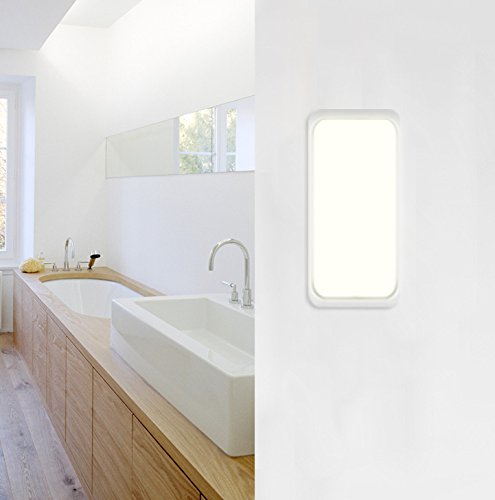 eSenlite Outdoor/Indoor Security Light 12W(80W Lamp Equivalent) 110V AC Powered Wall Surface Mounted LED Lights, Build in Dusk t