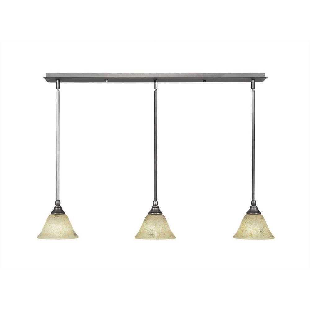 Toltec Lighting 3 Light Linear Pendalier In Brushed Nickel (36-Bn-508)