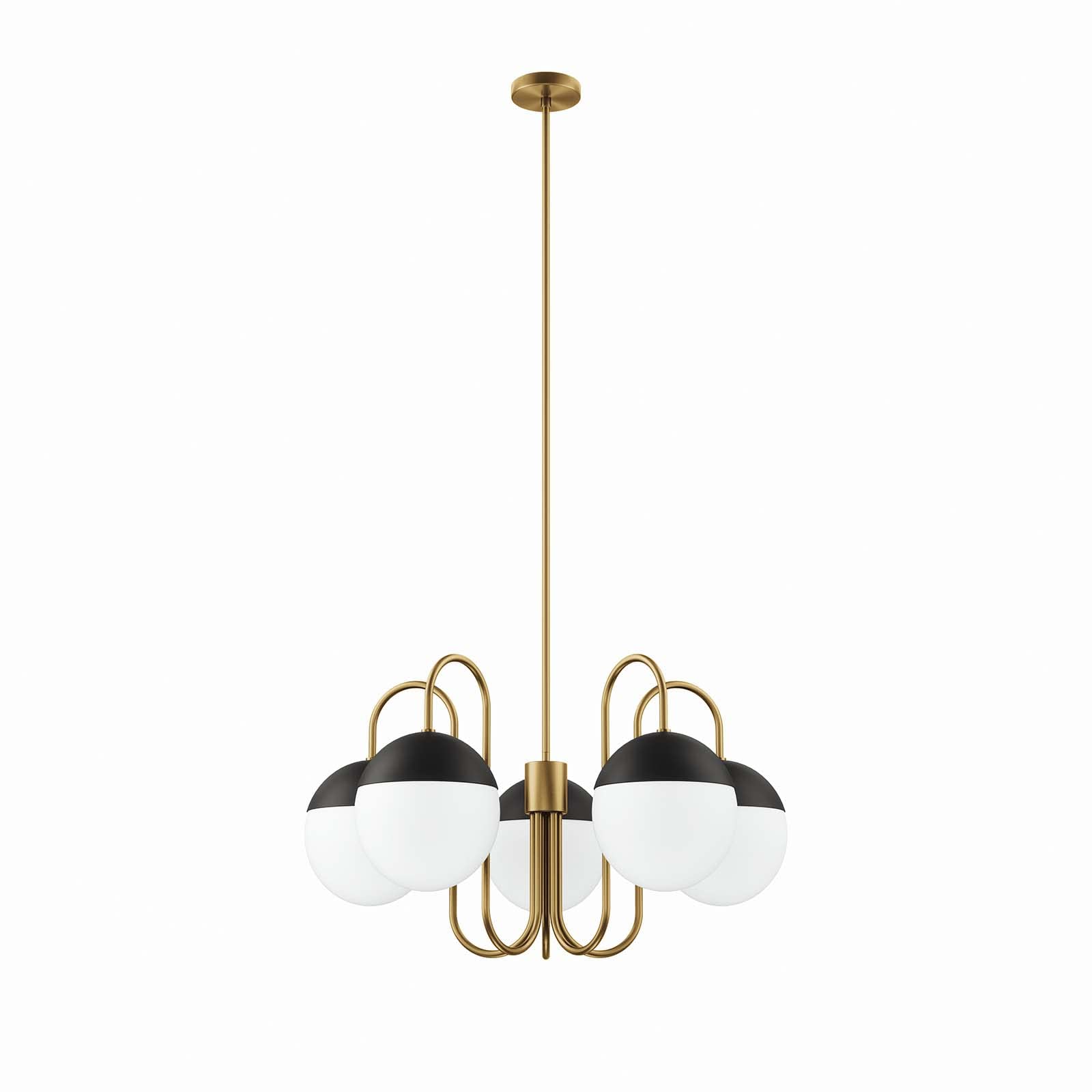 Modway Stellar 5-Light Chandelier in Opal Satin Brass