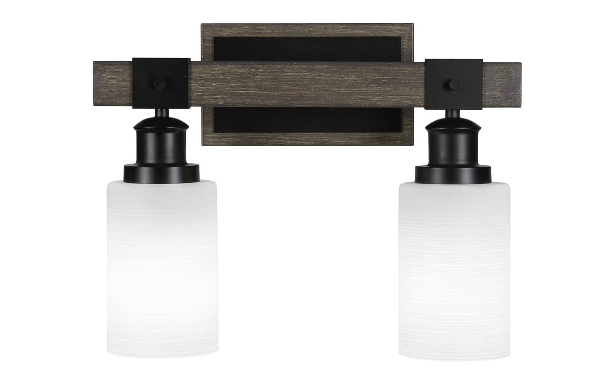 Tacoma - 2 Light Bath Bar-11.75 Inches Tall And Inches Wide-Black/Painted Wood Finish-White Matrix Glass Color