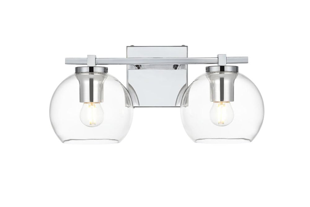 Living District Juelz 2-Light Iron & Glass Bath Sconce in Chrome/Clear