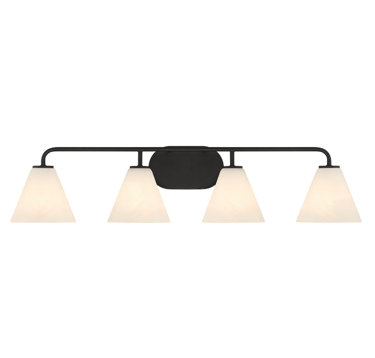Savoy House 8-2988-4-BK Blair Traditional Vintage White Strie Glass Bathroom Vanity Wall Light, 4-Light 240 Total Watts, 8 H x 3