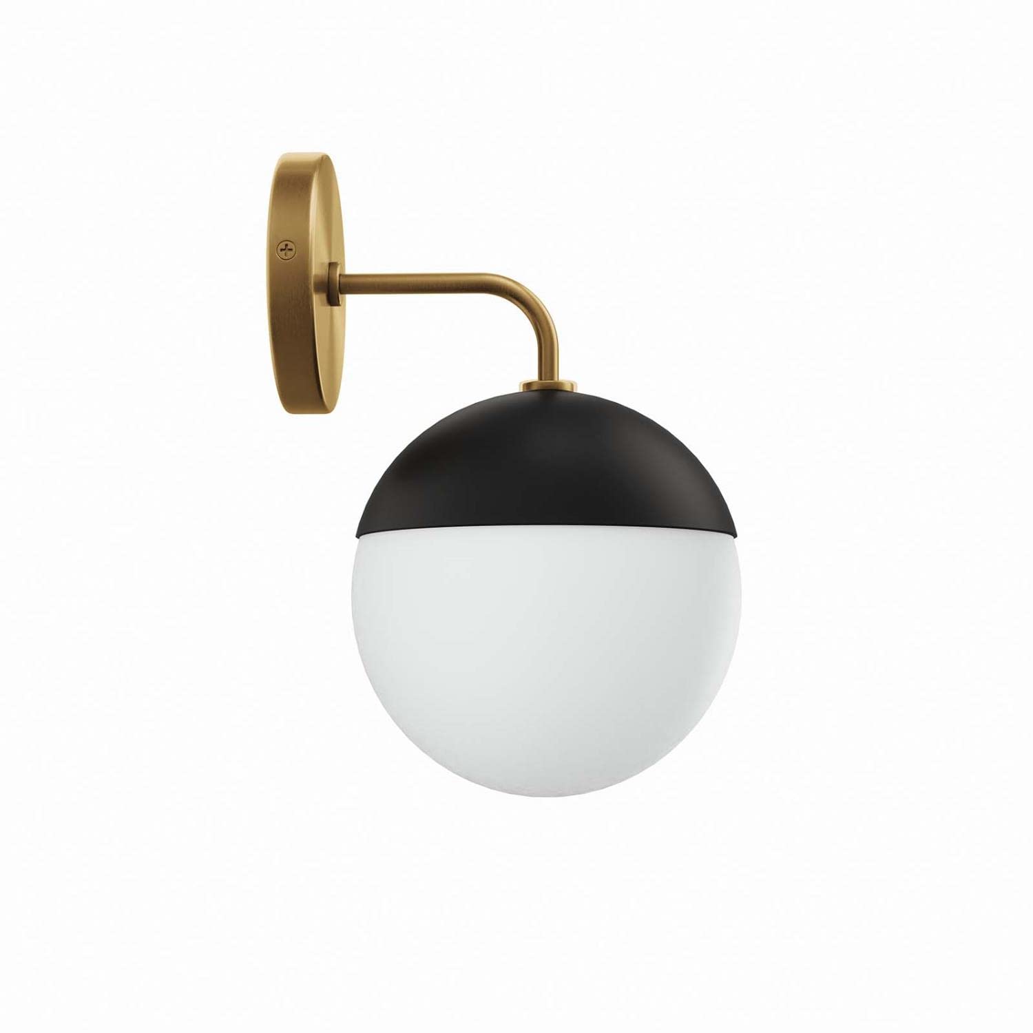 Modway Stellar 1-Light Wall Sconce In Opal Satin Brass, Brown, 8 X 7 X 12