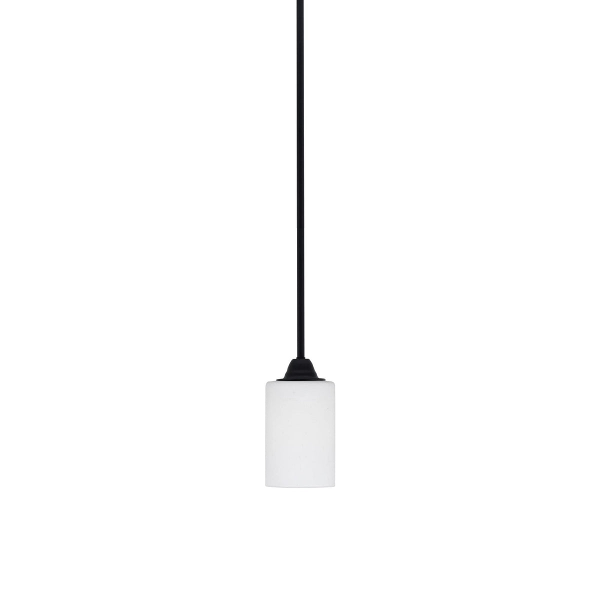 Paramount 1 Light Mini Pendant In Matte Black Finish With 4&quot; White Muslin Glass