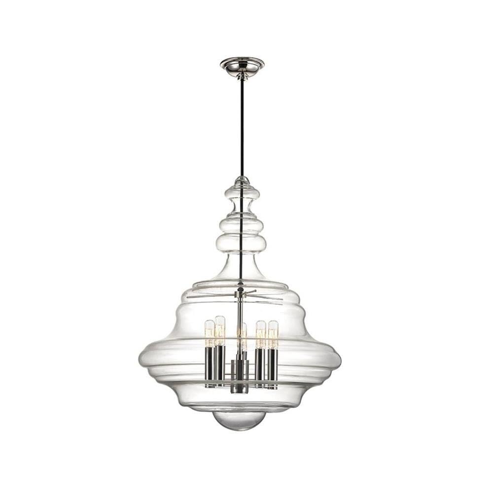 Hudson Valley 4020-PN Traditional Five Light Pendant from Washington Collection in Polished Nickel Finish,