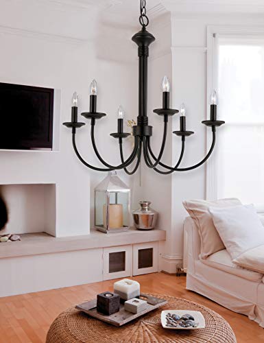 Trans Glob Lighting Tg9016 Bk Americana Six Chandelier Outdoor-Post-Lights, Black