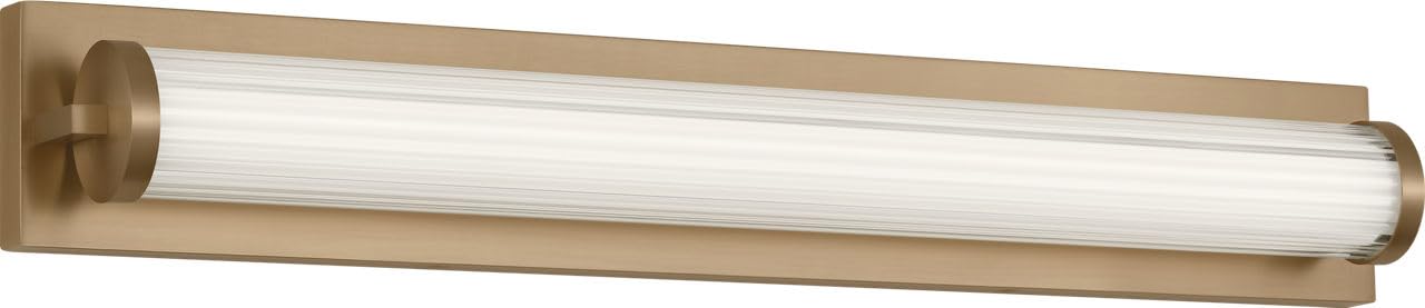 Generation Lighting GLV1511SB-L Weston 28-in LED Vanity Light in Satin Brass with Fluted Glass for Bathroom Mirror Use, Bathroom