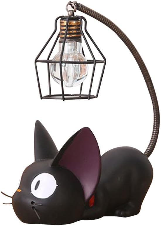 Resin Cat Design Lamp Creative Night Light Table Bedside Lamps For Reading (Iron Wire Lampshade,3.1 X 4.7 X 6.7Inch)