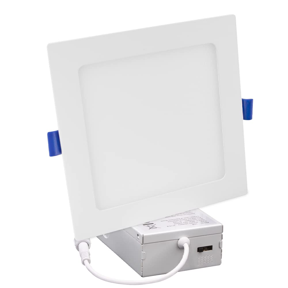 Maxxima 6 In. Slim Led Downlight - Canless Square 5 Cct Ultra-Thin Recessed, 1000 Lumens, Color Selectable 2700K-5000K (2700K/30