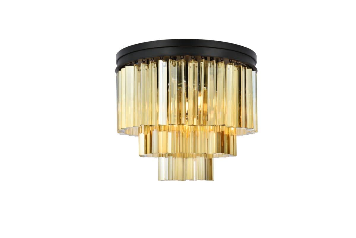 Elegant Lighting 1201F20Mb-Gt-Rc 20 Dia X 16 H In Sydney Flush Mount - Mocha Brown- Royal Cut Golden Teak Crystals