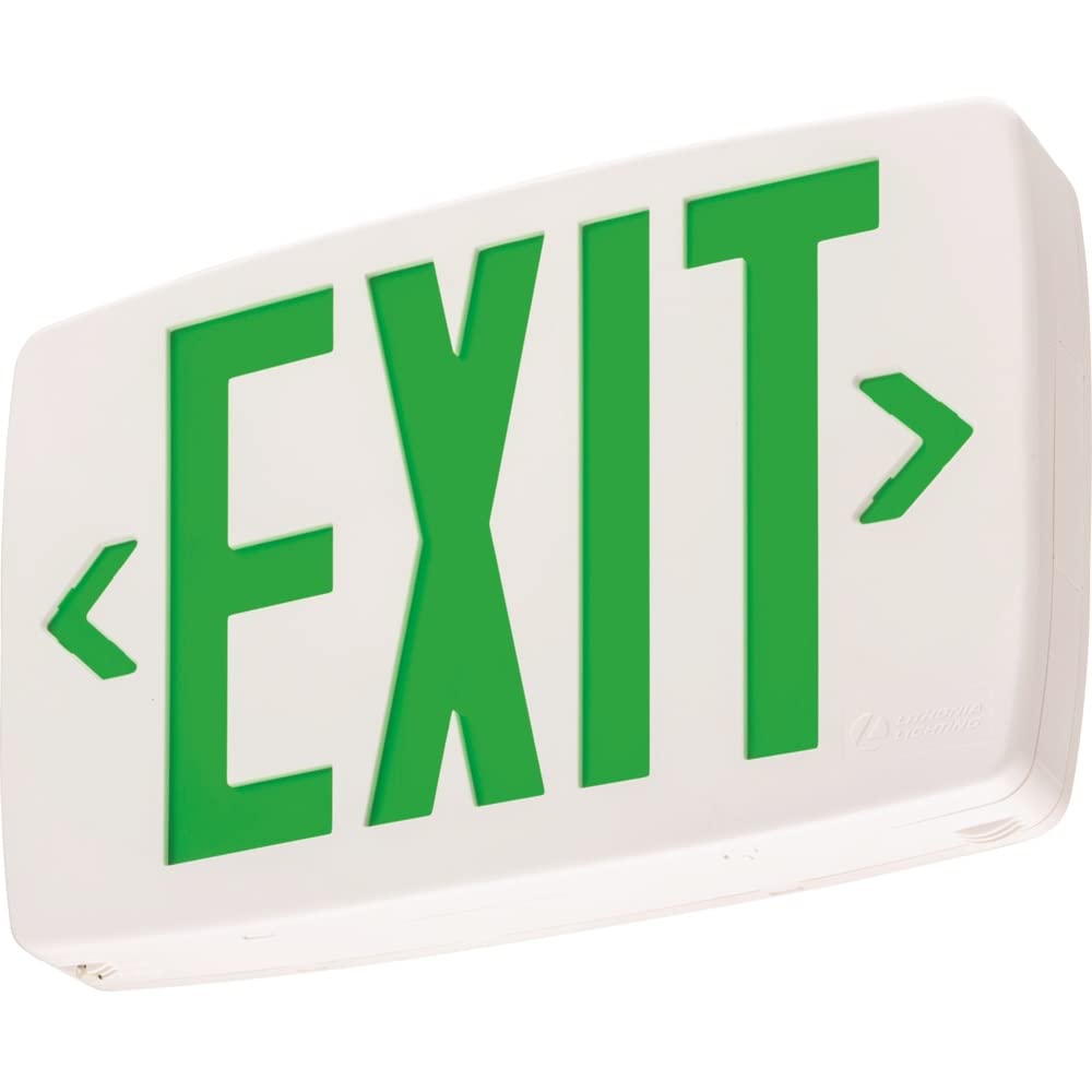 Lithonia Lighting LQM S W 3 G 120/277 M6 Quantum Thermoplastic LED Exit Sign with Stencil-Faced White Housing and Green Letters