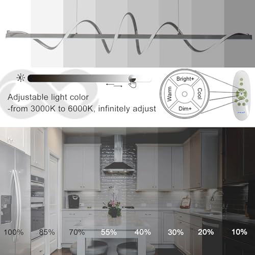 Likflyer Modern LED Pendant Light, 47.24" Black Aluminum Chandelier, Dimmable, Creative Snake Design, Model QY002-SXmh-120Bk