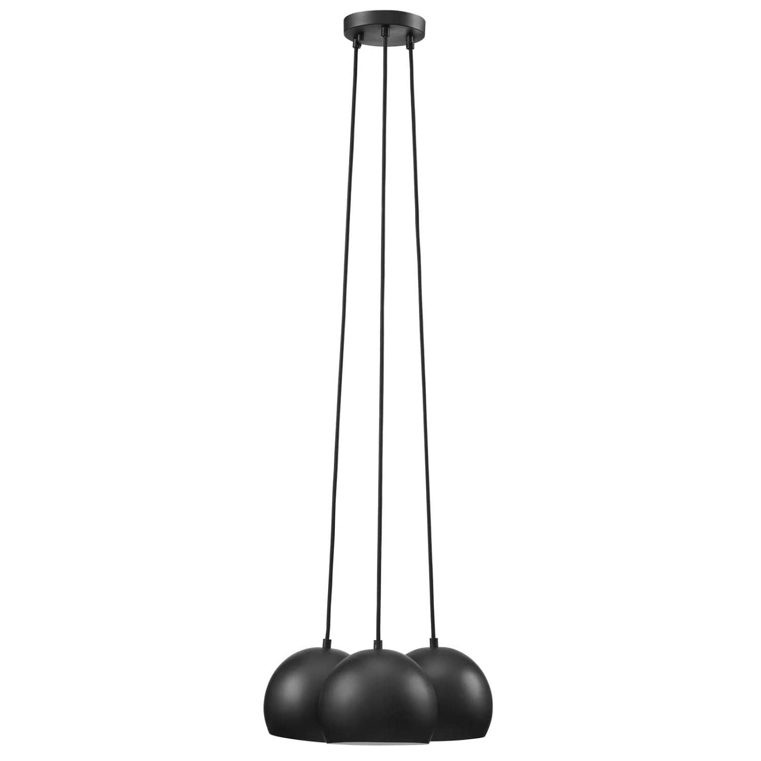 Modway Chalice 3 Lights Modern Metal/Fabric Pendant In Black