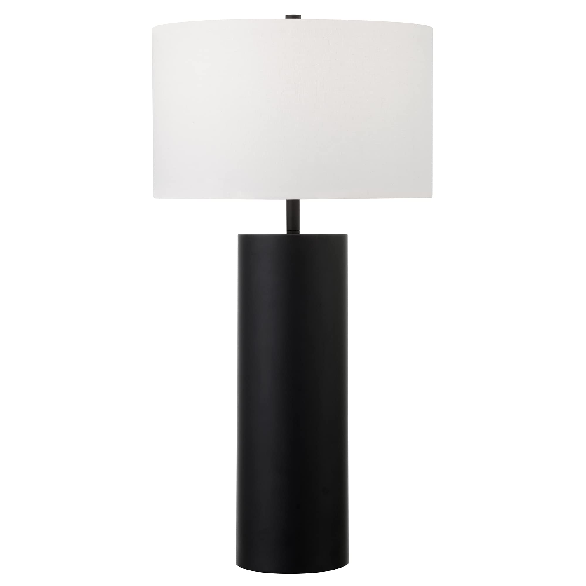 Henn&Hart 29.5'' Tall Table Lamp with Fabric Shade in Blackened Bronze, for Home, Living Room, Bedroom, Entertainment Room, Offi