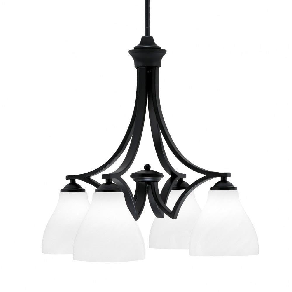 Toltec Lighting 568-Mb-4761 Zilo - 4 Light Downlight Chandelier-20.75 Inches Tall And 21.5 Inches Wide, Finish Color: Matte Black, Glass Color: White Marble