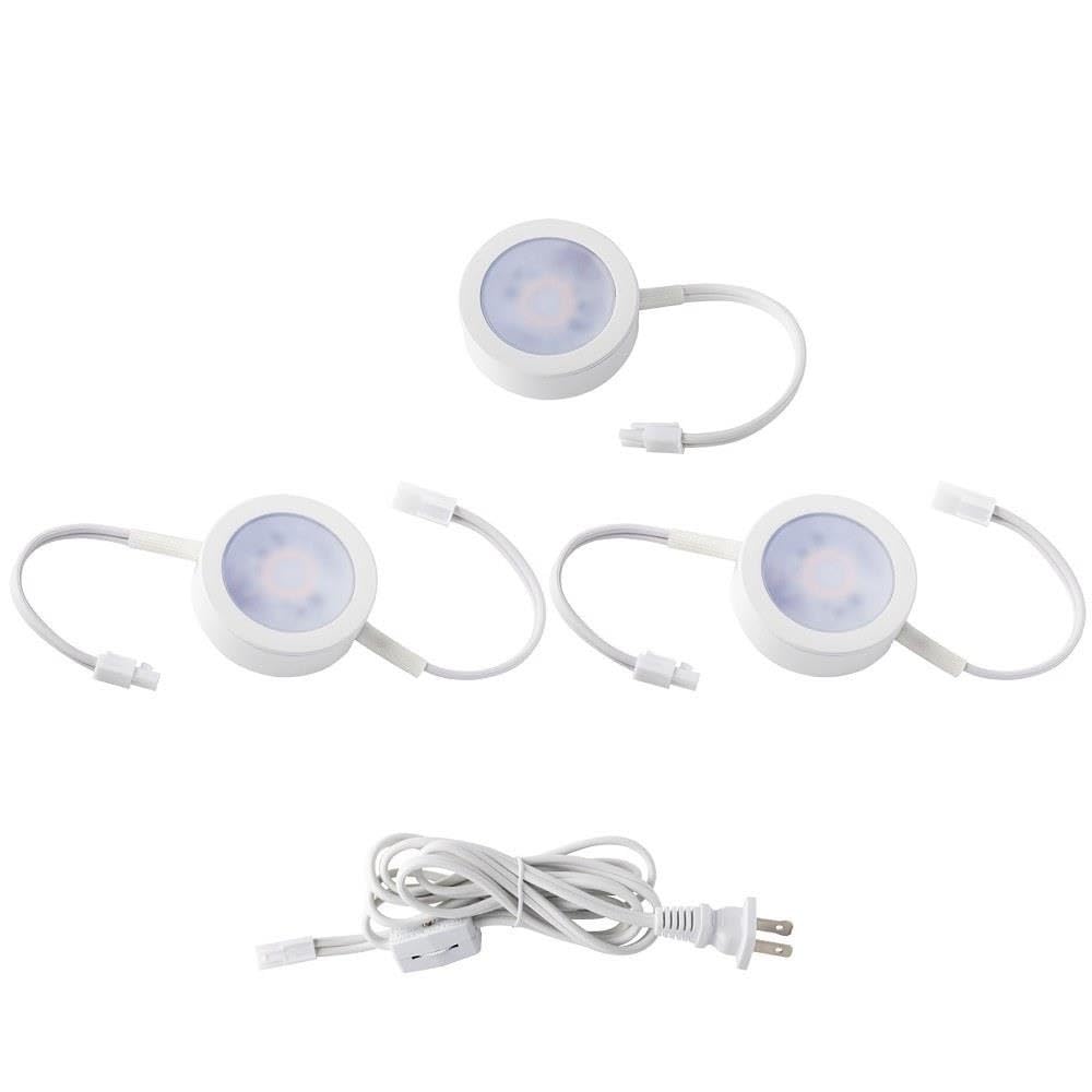 WAC Lighting LED Puck Lights, 3-CCT 2700K-3000K-3500K, Aluminum, White, Model HR-AC73-CS-WT