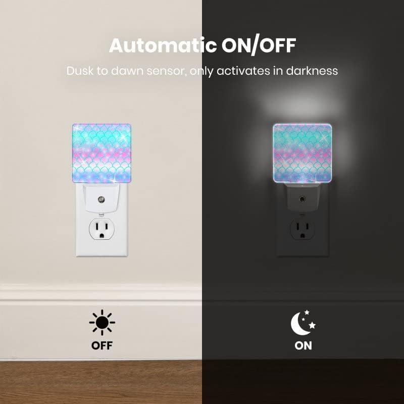Caifujiqi Night Light - Plug-in Dusk to Dawn LED Lamp, Smart Sensor, Energy Efficient, Starfish 4 Model, White, for Bedroom, Bathroom, Hallway