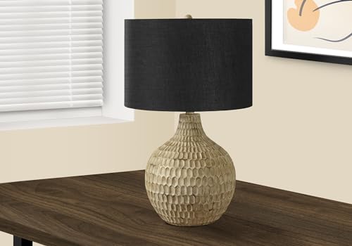Monarch Specialties I 9606 Lightingtable Lamp, Black Shade, Brown Resin, Contemporary