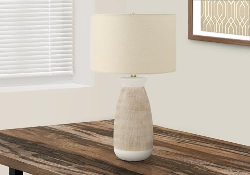 Monarch Specialties I 9724 Lightingtable Lamp, Cream Ceramic, Beige Shade, Contemporary