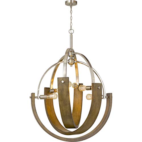 Cal Lighting Fx-3741-6 Transitional Six Light Chandelier From Rauma Collection In Pewter, Nickel, Silver Finish, 34.00 Inches