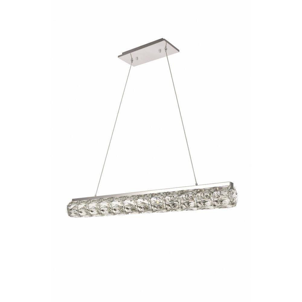 Elegant Decor Indoor Modern Valetta Integrated LED chip Light Chrome Chandelier Clear Royal Cut Crystal - 36.6x3.7x3.9