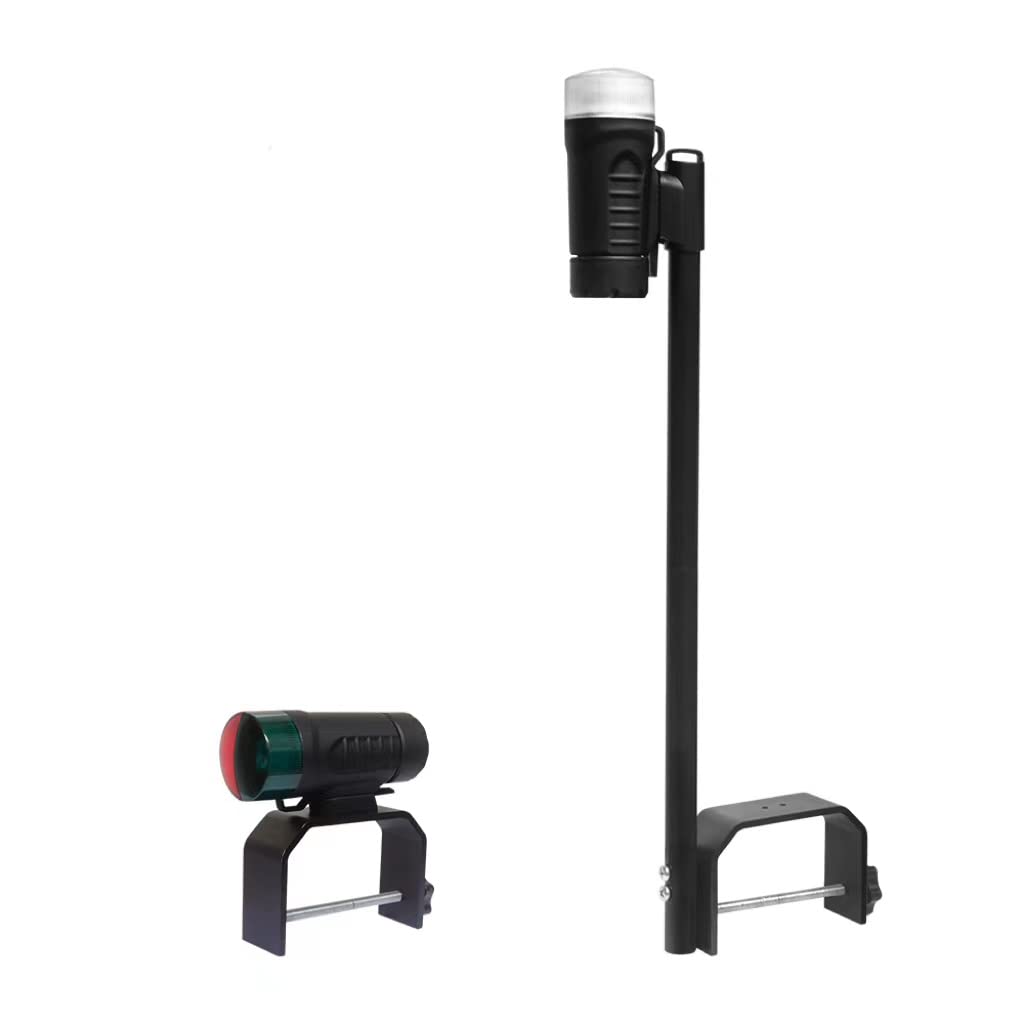 Sebnux Portable Battery Boat Navigation Light, Model AK008, Aluminum, Black, for Pontoon and Small Boats