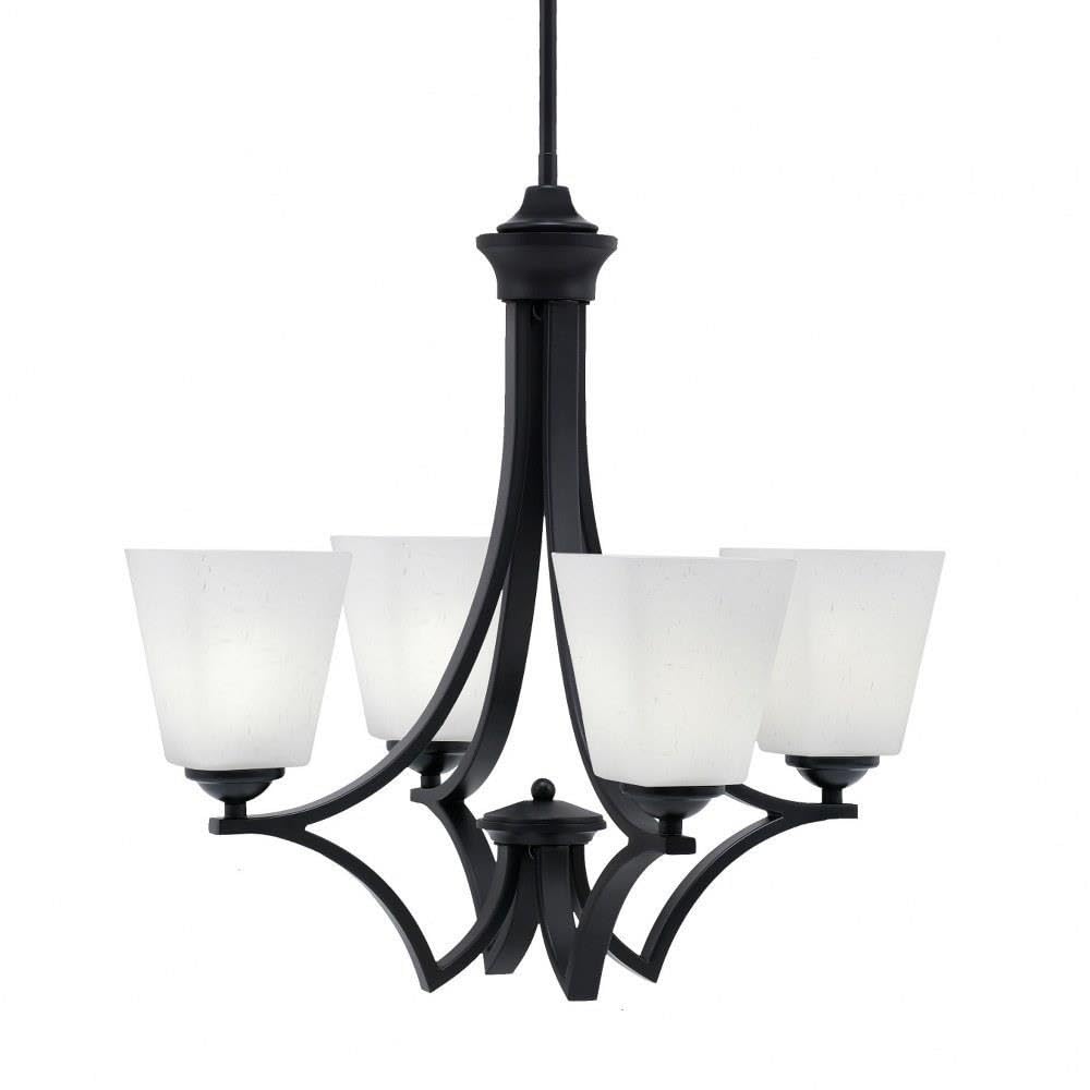 Toltec Lighting 564-MB-460 Zilo - 4 Light Uplight Chandelier-19.75 Inches Tall and 19.5 Inches Wide, Finish Color: Matte Black, Glass Color: White Muslin