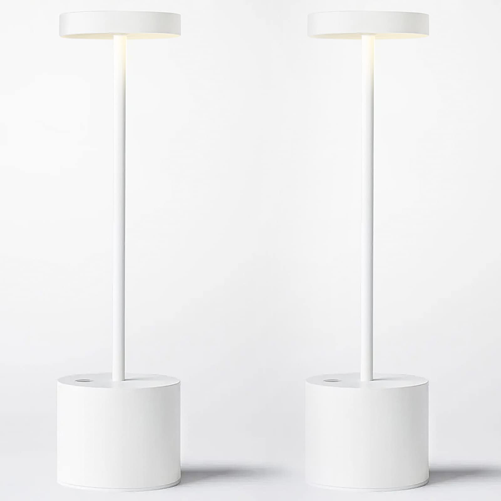 SAKRINGT Rechargeable Table Lamp, LED Cordless, 5000mAh Battery, 3 Color Dimming, 2 Pack, White