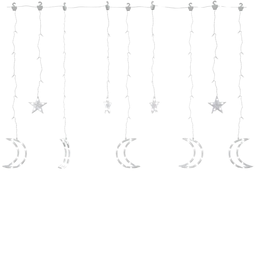 Vidaxl Star And Moon Fairy Lights - 138 Led Cold White - Remote Control - 8 Modes - Indoor & Outdoor Christmas Décor