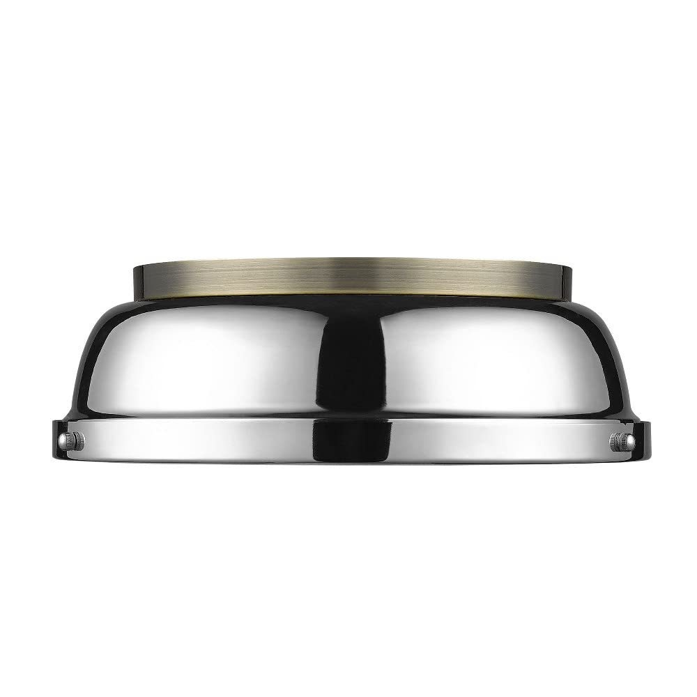 Golden Lighting Duncan Flush Mount Light, Matte Black, 14 in, Glass Shade, Model 3602-14 BLK-BK