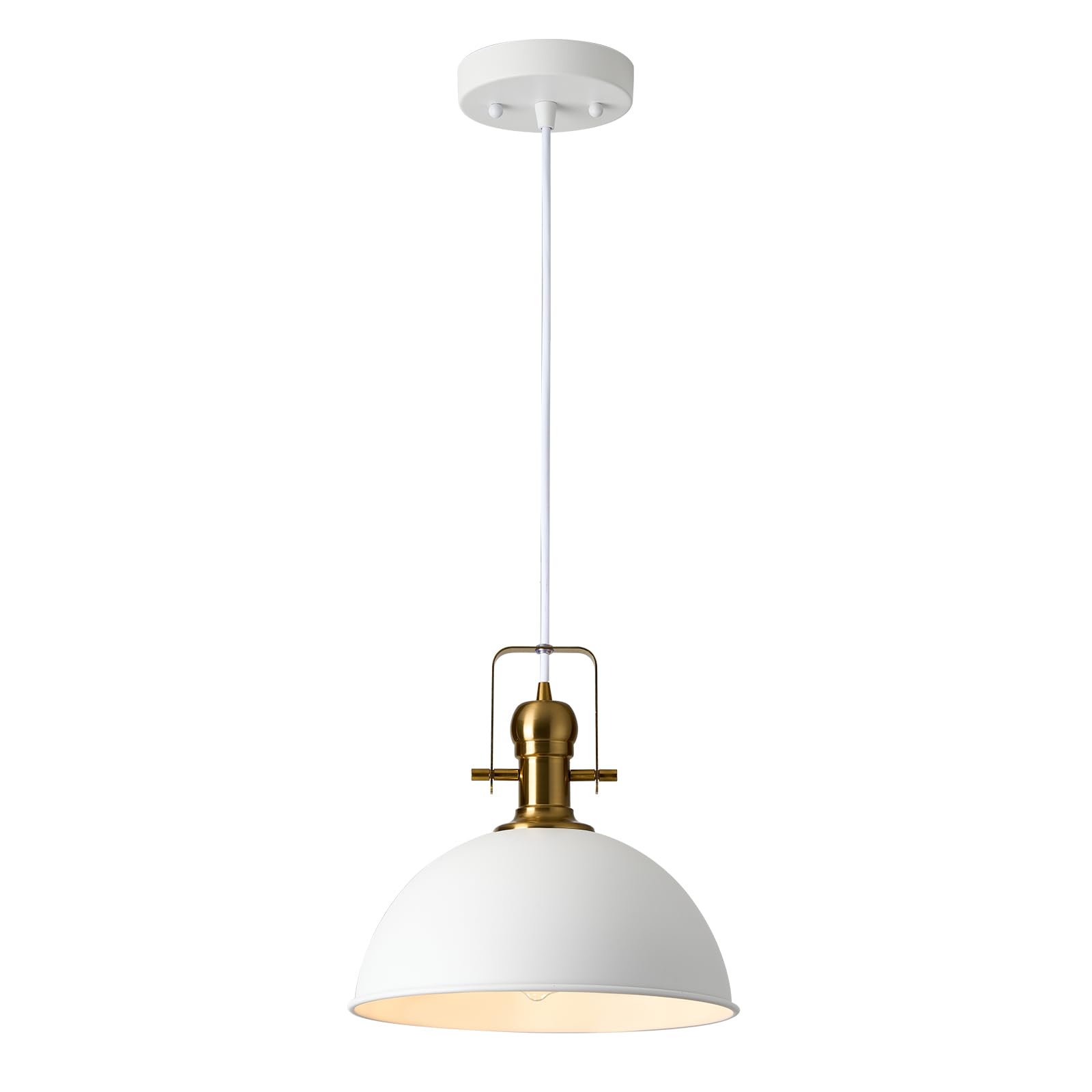 ALAISLYC Pendant Light Fixture, 12 Inch Sandy White, Metal, Adjustable Height, Vintage Dome for Kitchen Island, Dining Room, 1-Pack