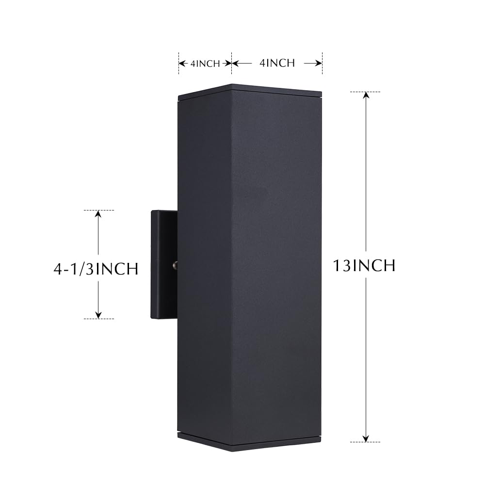 Cerdeco Aluminum Modern Outdoor Wall Light Fixtures, Matte Black, UL Listed, 2 Pack, Model 51680TZ