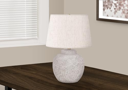 Monarch Specialties 9732 Lightingtable Lamp, Cream Concrete, Ivory Shade, Modern Lighting-22 H Table, 15&quot; L X 15&quot; W X 22&quot; H